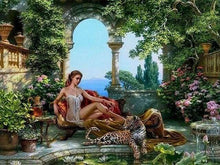 Load image into Gallery viewer, paint by numbers | Reclining Woman and Leopard | advanced landscapes leopards romance | FiguredArt