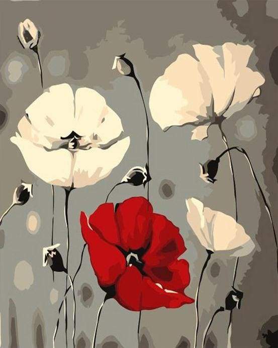 paint by numbers | Red and White Flowers | easy flowers | FiguredArt