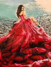Load image into Gallery viewer, paint by numbers | Red dress | advanced romance | FiguredArt