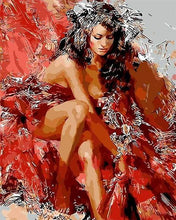 Load image into Gallery viewer, paint by numbers | Red Fashion | intermediate nude romance | FiguredArt