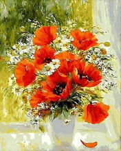 Load image into Gallery viewer, paint by numbers | Red Flowers and Daisies | flowers intermediate | FiguredArt