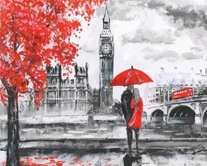 paint by numbers | Red landscape in London | advanced cities romance | FiguredArt