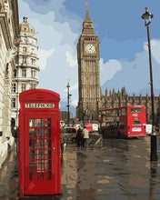 Load image into Gallery viewer, paint by numbers | Red telephone box in London | cities easy | FiguredArt