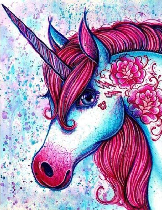 paint by numbers | Red Unicorn | animals intermediate kids unicorns | FiguredArt