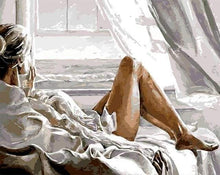 Load image into Gallery viewer, paint by numbers | Rest facing the Sea | easy nude | FiguredArt