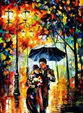 Load image into Gallery viewer, paint by numbers | Romantic couple in the Rain | advanced landscapes romance | FiguredArt