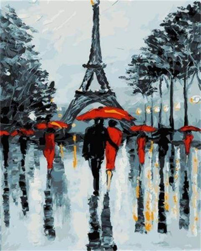 paint by numbers | Romantic couples near the Eiffel Tower | cities intermediate | FiguredArt