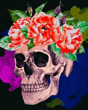 Load image into Gallery viewer, paint by numbers | Romantic Skull | flowers intermediate new arrivals | FiguredArt