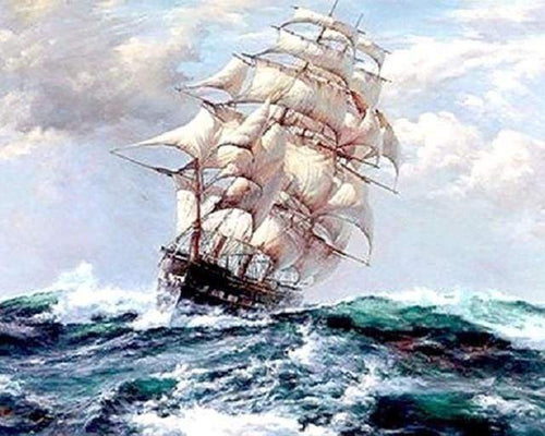 paint by numbers | Sailboat and Storm | advanced ships and boats | FiguredArt