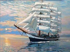 paint by numbers | Sailboat Ocean Landscape | advanced ships and boats | FiguredArt