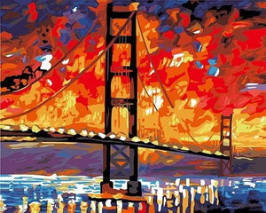 paint by numbers | San Francisco Bridge by Night | cities intermediate | FiguredArt