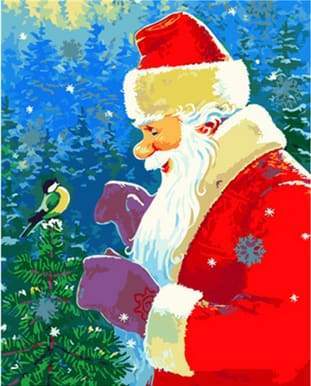 paint by numbers | Santa Claus and his Bird | animals birds christmas easy new arrivals | FiguredArt