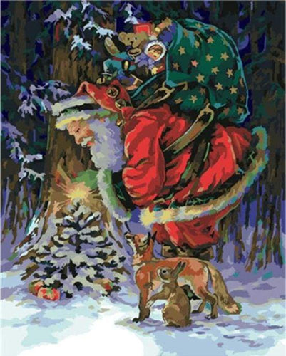 paint by numbers | Santa Claus carrying Gifts | intermediate landscapes | FiguredArt