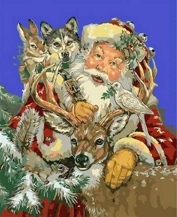 paint by numbers | Santa Claus with some Animals | animals christmas intermediate new arrivals | FiguredArt