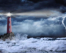 Load image into Gallery viewer, paint by numbers | Sea Lighthouse and Waves | advanced landscapes new arrivals | FiguredArt