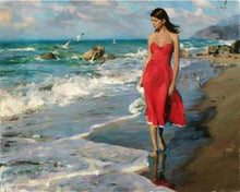 Load image into Gallery viewer, paint by numbers | Seaside and Pretty Woman | advanced landscapes | FiguredArt