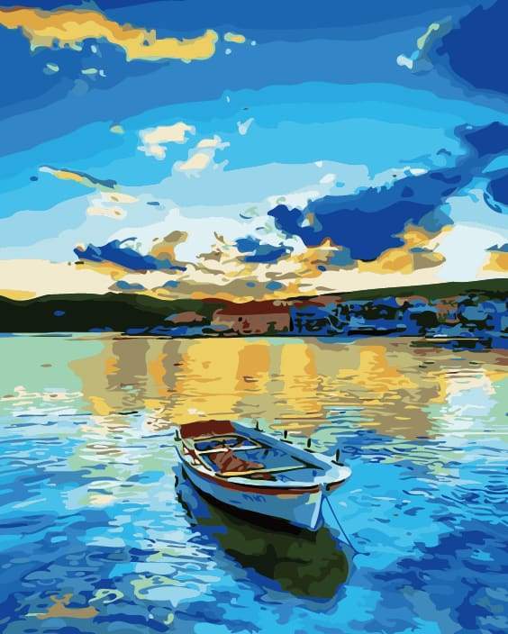 paint by numbers | Small boat at Sunrise | easy landscapes | FiguredArt