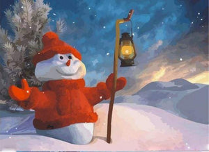 paint by numbers | Snowman and Lantern | christmas easy | FiguredArt