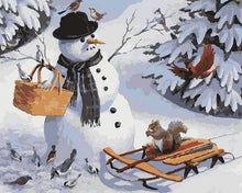 Load image into Gallery viewer, paint by numbers | Snowman and Squirrel | animals christmas easy | FiguredArt