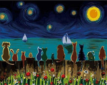 Load image into Gallery viewer, paint by numbers | Starry Night with Animals | animals easy ships and boats | FiguredArt