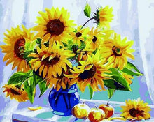 Load image into Gallery viewer, paint by numbers | Sunflowers in a Blue Vase and Fruits | easy flowers | FiguredArt