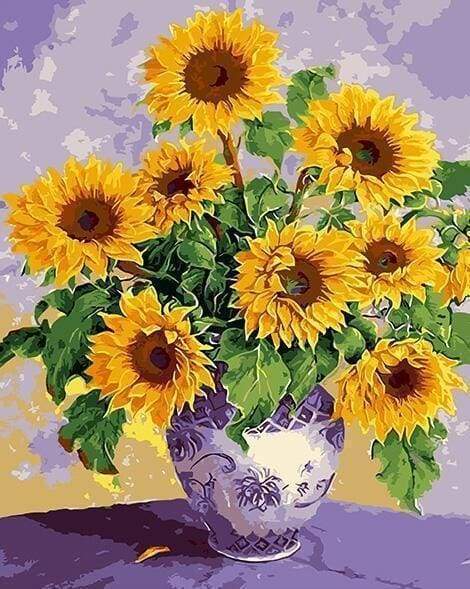 paint by numbers | Sunflowers in Ancient Vase | flowers intermediate | FiguredArt