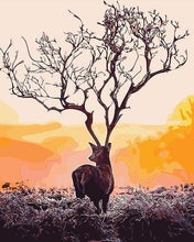 Load image into Gallery viewer, paint by numbers | Sunset and deer | animals deer intermediate | FiguredArt