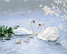 Load image into Gallery viewer, paint by numbers | Swan Family | animals birds easy swans | FiguredArt