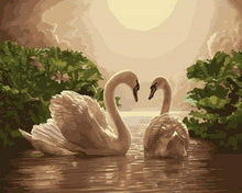 Load image into Gallery viewer, paint by numbers | Swans at Sunset | animals birds easy swans | FiguredArt