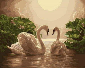 paint by numbers | Swans at Sunset | animals birds easy swans | FiguredArt