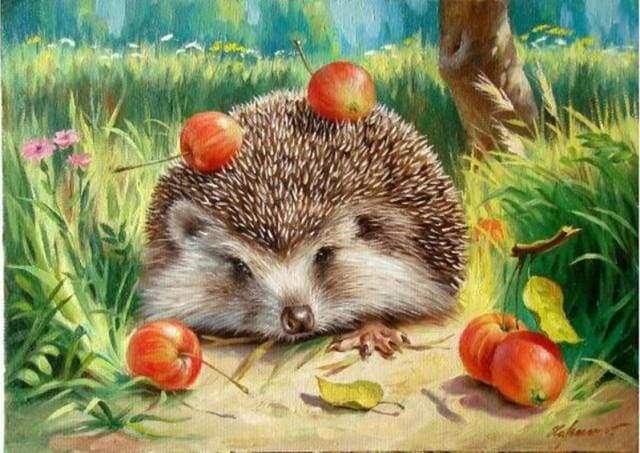paint by numbers | That Hedgehog really likes Cherries | advanced animals hedgehogs | FiguredArt