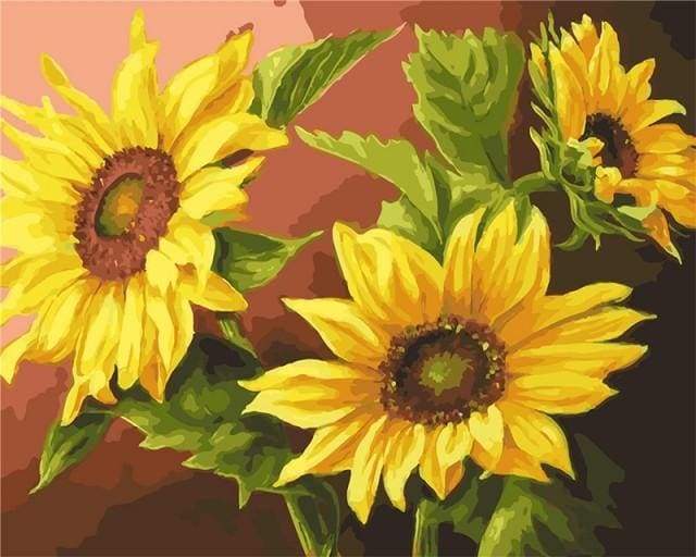 paint by numbers | Three Sunflowers | easy flowers | FiguredArt