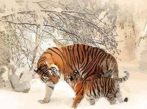 paint by numbers | Tigers during Winter | animals intermediate new arrivals tigers | FiguredArt