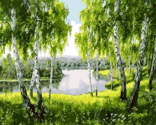 paint by numbers | Trees near the River | advanced landscapes | FiguredArt