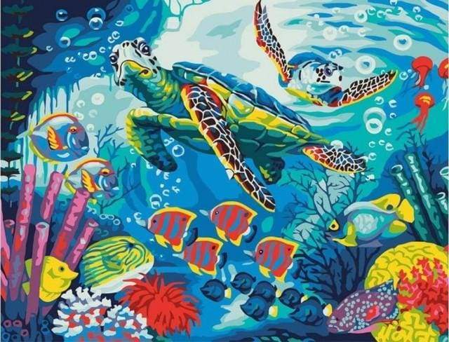 paint by numbers | Turtles and Fishes | animals easy fish turtles | FiguredArt