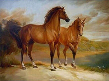 Load image into Gallery viewer, paint by numbers | Two Horses by the Water | advanced animals horses | FiguredArt