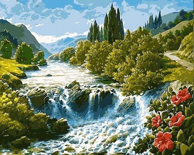 Pristine Waterfall Sunrise Premium DIY Diamond Painting Kit - Nature  Landscapes – Heartful Diamonds