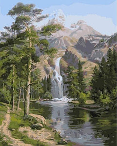 paint by numbers | Waterfall near the mountain | intermediate landscapes | FiguredArt