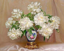 Load image into Gallery viewer, paint by numbers | White flowers in precious vase | advanced flowers | FiguredArt