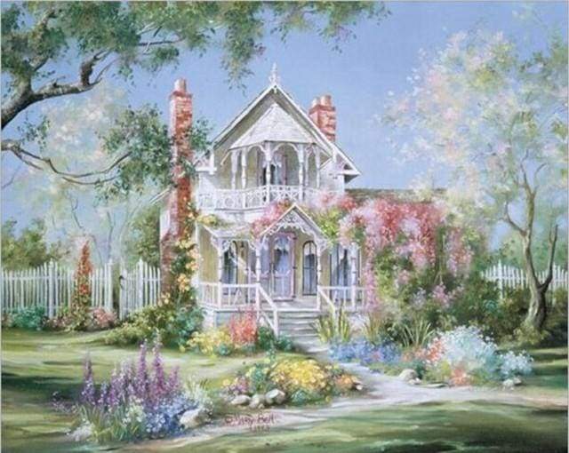 paint by numbers | White house during Spring season | advanced landscapes | FiguredArt