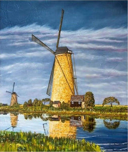 paint by numbers | Windmill River | intermediate landscapes | FiguredArt