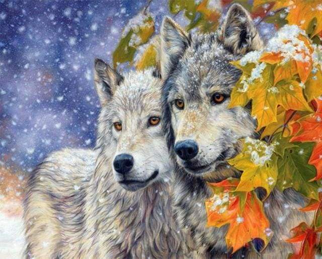 paint by numbers | Wolves Couple 2 | advanced animals wolves | FiguredArt