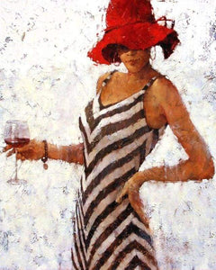 paint by numbers | Woman drinking Wine | intermediate portrait | FiguredArt