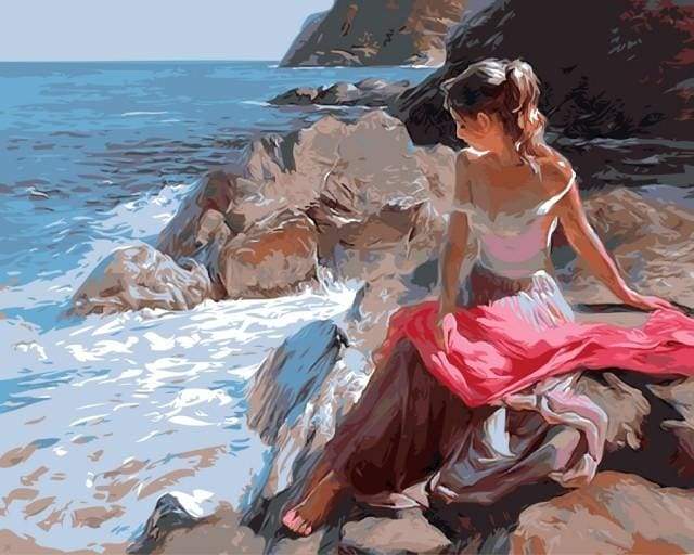 paint by numbers | Woman on the Seaside | easy landscapes | FiguredArt