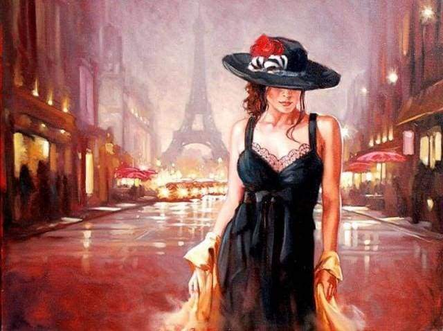 paint by numbers | Woman on the streets of Paris | advanced cities romance | FiguredArt