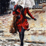 paint by numbers | Woman walking down the stairs in the Rain | advanced romance | FiguredArt