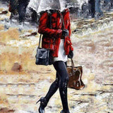 paint by numbers | Woman walking in the Rain | advanced romance | FiguredArt