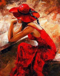 Lady in Red Hat, My Paint by Numbers