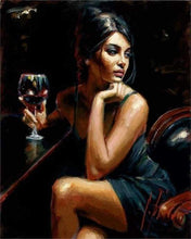 Load image into Gallery viewer, paint by numbers | Young Woman Drinking Wine | intermediate romance | FiguredArt